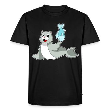 Poisson phoque - T-shirt Premium bio Homme - noir - Devant - Nico (187cm)