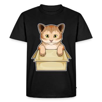 Cat Cardboard - Men's Premium Organic T-Shirt - black - Front - Nico (187cm)