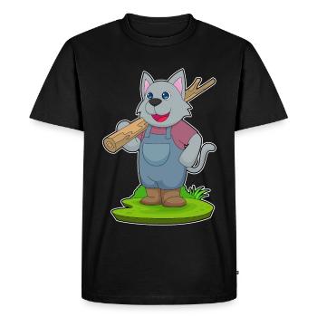 Forêt du bois de bûcherons Cat - T-shirt Premium bio Homme - noir - Devant - Nico (187cm)