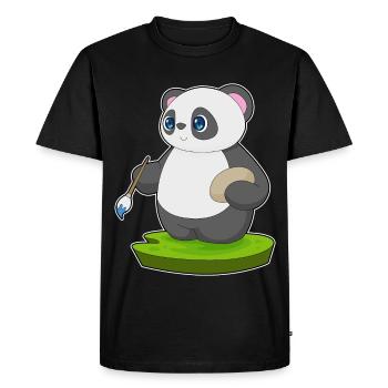 Peinture au pinceau de peintre panda - T-shirt Premium bio Homme - noir - Devant - Nico (187cm)