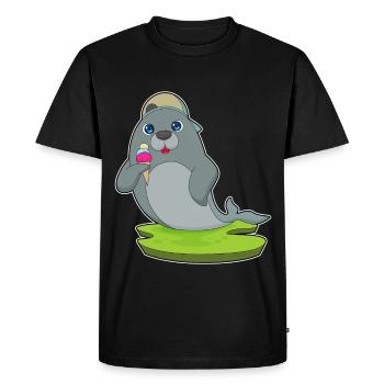 Glace gaufre de phoque - T-shirt Premium bio Homme - noir - Devant - Nico (187cm)