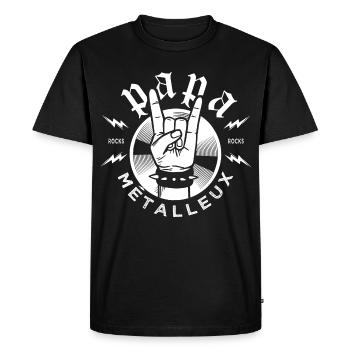 Papa Métalleux Cadeau Fan Heavy Metal Rock - T-shirt Premium bio Homme - noir - Devant - Nico (187cm)