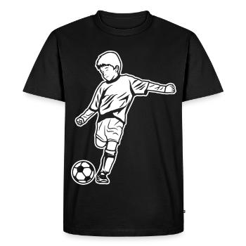Dessin de garçon de football - T-shirt Premium bio Homme - noir - Devant - Nico (187cm)