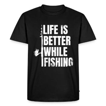 La vie est meilleure quand on pêche - T-shirt Premium bio Homme - noir - Devant - Nico (187cm)