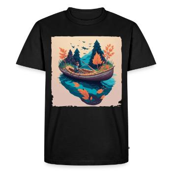 Fantastic angler in autumn - Men's Premium Organic T-Shirt - black - Front - Nico (187cm)