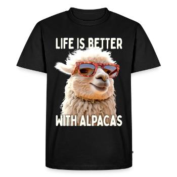 La vie des alpagas est meilleure avec les alpagas Lama Alpagas - T-shirt Premium bio Homme - noir - Devant - Nico (187cm)