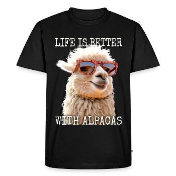 La vie des alpagas est meilleure avec les alpagas Lama Alpagas - T-shirt Premium bio Homme - noir - Devant - Nico (187cm)
