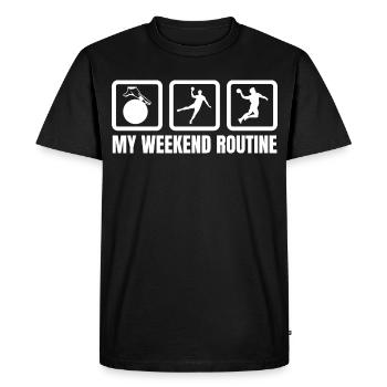 Ma routine du week-end - T-shirt Premium bio Homme - noir - Devant - Nico (187cm)