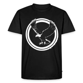 Eagle logo in circles - Men's Premium Organic T-Shirt - black - Front - Nico (187cm)