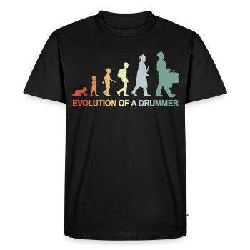 Vintage Trommelspieler Evolution - Männer Premium Bio T-Shirt - Schwarz - Vorne - Nico (187cm)