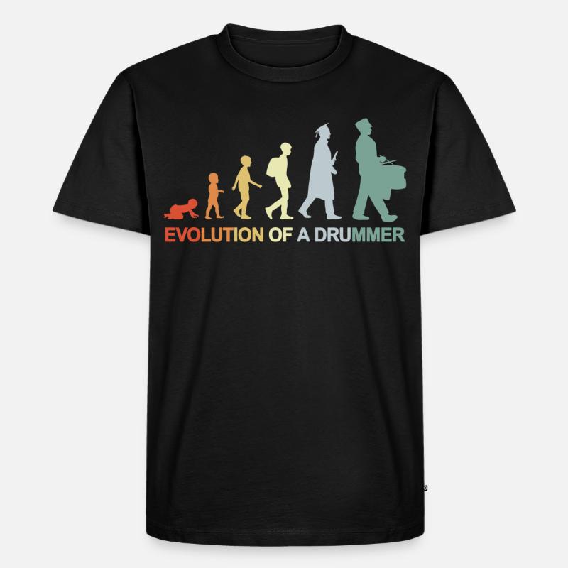 Vintage Trommelspieler Evolution - Männer Premium Bio T-Shirt - Schwarz