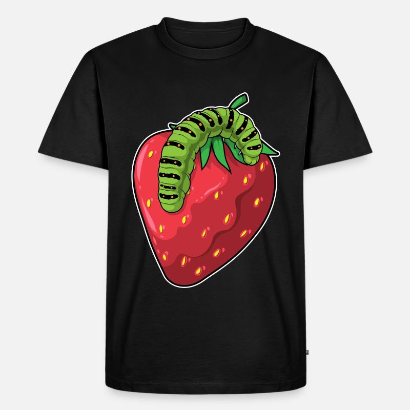 Raupe Erdbeere - Männer Premium Bio T-Shirt - Schwarz