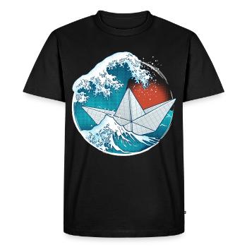 Bateau en papier origami - T-shirt Premium bio Homme - noir - Devant - Nico (187cm)