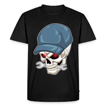 Atelier de Clé Mécanique du Crâne - T-shirt Premium bio Homme - noir - Devant - Nico (187cm)