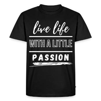 Vis ta vie avec passion - T-shirt Premium bio Homme - noir - Devant - Nico (187cm)