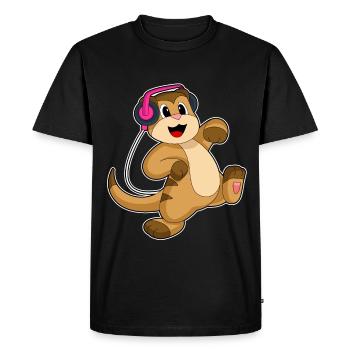 Meerkat Headphones Music - Men's Premium Organic T-Shirt - black - Front - Nico (187cm)