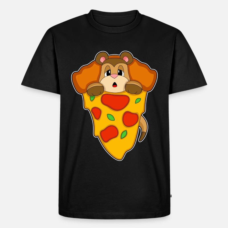 Erdmännchen Pizza - Männer Premium Bio T-Shirt - Schwarz