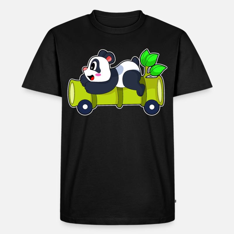 Panda Bambus Auto - Männer Premium Bio T-Shirt - Schwarz