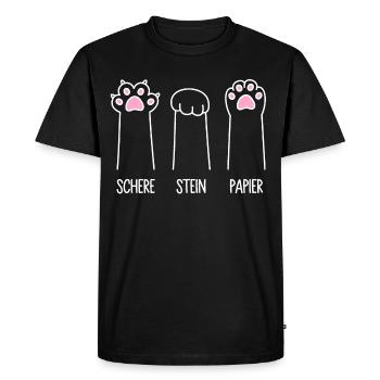Katze Pfote Katzenpfoten Spiel Schere Stein Papier - Männer Premium Bio T-Shirt - Schwarz - Vorne - Nico (187cm)