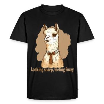 Looking sharp feeling fuzzy llama - Men's Premium Organic T-Shirt - black - Front - Nico (187cm)