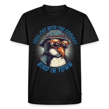 Pingouin frais avec lunettes de soleil et chapeau - T-shirt Premium bio Homme - noir - Devant - Nico (187cm)