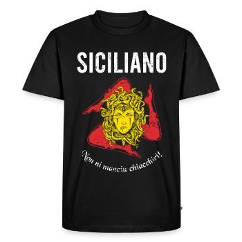 Non ni manciu chiacchiri! Trinacria Siciliens - T-shirt Premium bio Homme - noir - Devant - Nico (187cm)