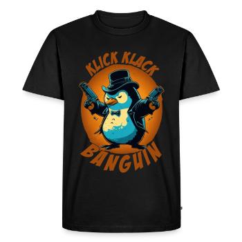 Click clack pingouin pingouin avec des fusils - T-shirt Premium bio Homme - noir - Devant - Nico (187cm)