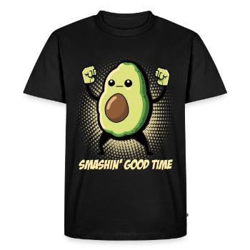 Avocado shows off her muscles - Men's Premium Organic T-Shirt - black - Front - Nico (187cm)