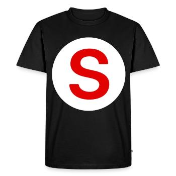 autocollant voiture, sénior à bord - T-shirt Premium bio Homme - noir - Devant - Nico (187cm)
