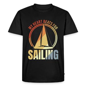 Mon cœur bat pour la voile - T-shirt Premium bio Homme - noir - Devant - Nico (187cm)