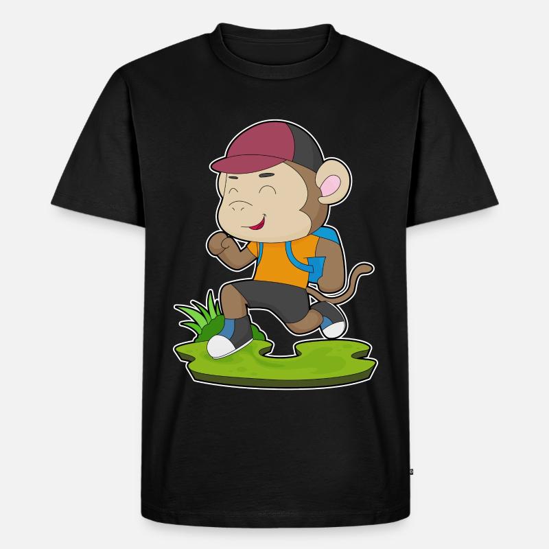 Affe Wanderer Rucksack - Männer Premium Bio T-Shirt - Schwarz