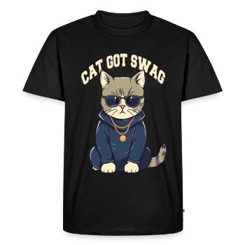 Vous avez Swag Cat avec des lunettes de soleil - T-shirt Premium bio Homme - noir - Devant - Nico (187cm)