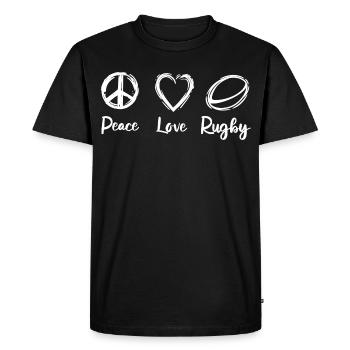 Peace Love Rugby - T-shirt Premium bio Homme - noir - Devant - Nico (187cm)