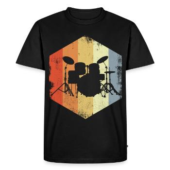 Croquis de batterie vintage - T-shirt Premium bio Homme - noir - Devant - Nico (187cm)