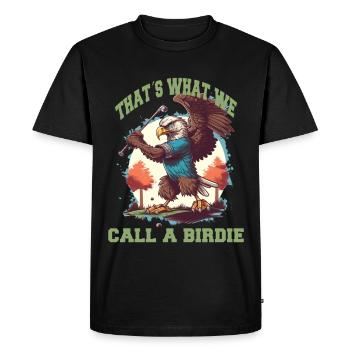 Birdie Adler balance le club de golf - T-shirt Premium bio Homme - noir - Devant - Nico (187cm)