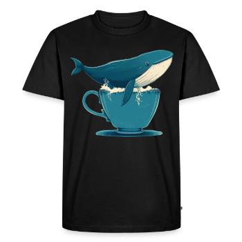 Whale in teacup - Men's Premium Organic T-Shirt - black - Front - Nico (187cm)