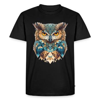 Tête de hibou géométrique - T-shirt Premium bio Homme - noir - Devant - Nico (187cm)