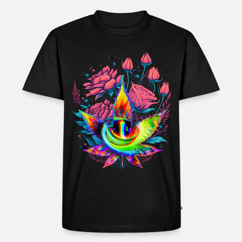 Psychedelisches Cannabisblatt mit Drachenauge - Männer Premium Bio T-Shirt - Schwarz