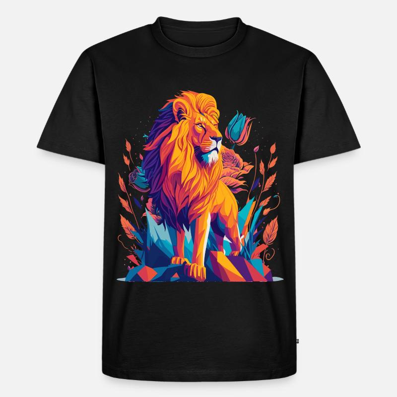 Majestätischer Löwe Polygon - Männer Premium Bio T-Shirt - Schwarz