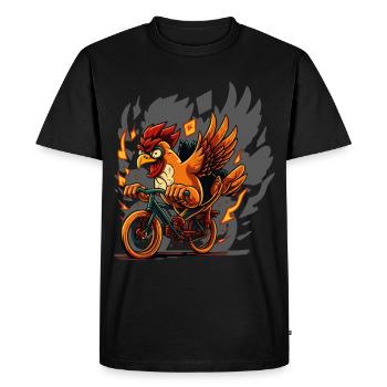 Poulet à vélo - T-shirt Premium bio Homme - noir - Devant - Nico (187cm)