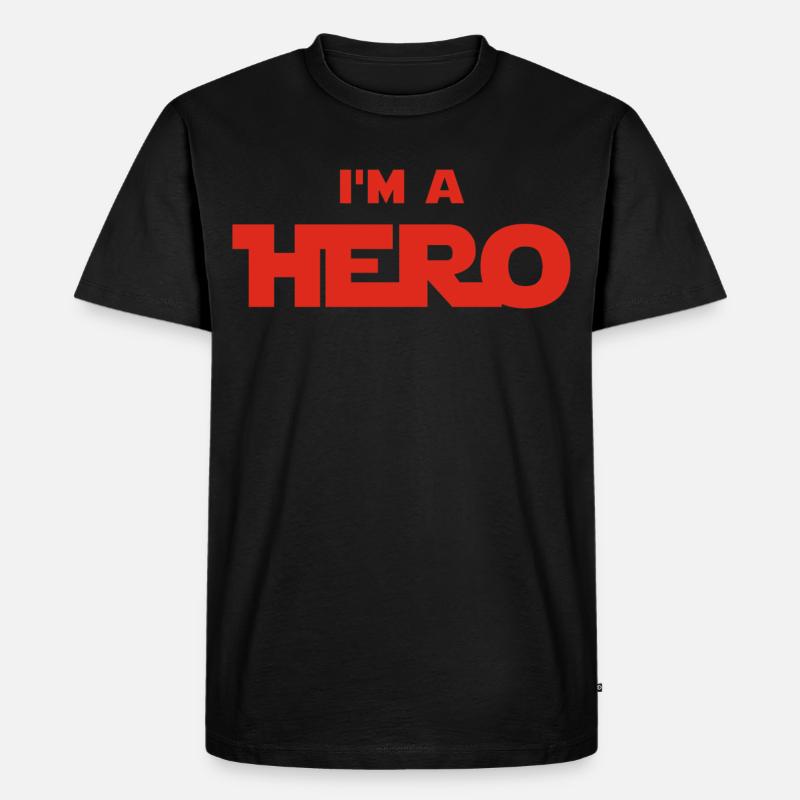 Ich bin ein Held (rot) - Männer Premium Bio T-Shirt - Schwarz