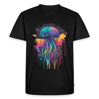 Colorful large jellyfish - Men's Premium Organic T-Shirt - black - Front - Nico (187cm)