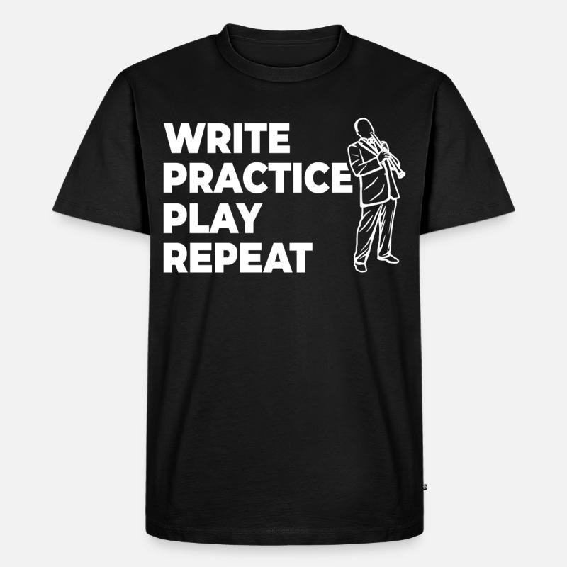 Writing, practicing, playing, repeating - Men's Premium Organic T-Shirt - black