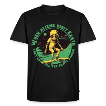 Skaterals in space with lettering - Men's Premium Organic T-Shirt - black - Front - Nico (187cm)