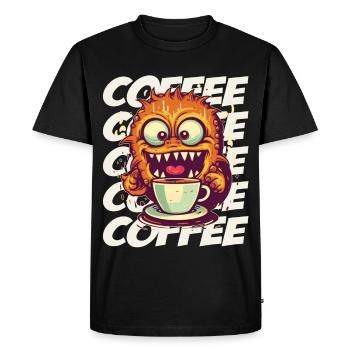 Monstre de café avec lettrage - T-shirt Premium bio Homme - noir - Devant - Nico (187cm)