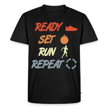 Attention: Terminé, exécuter, répéter - T-shirt Premium bio Homme - noir - Devant - Nico (187cm)