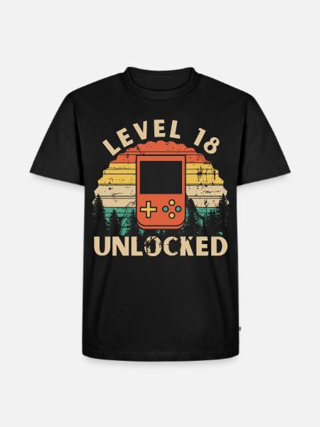 Level 18 Unlocked - Men's Premium Organic T-Shirt - black