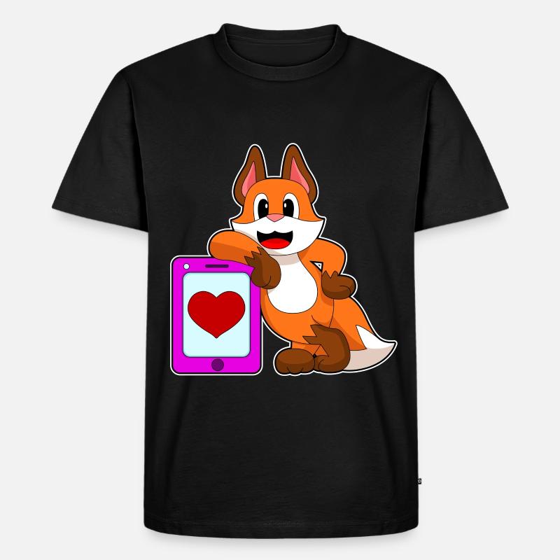 Fuchs Herz - Männer Premium Bio T-Shirt - Schwarz