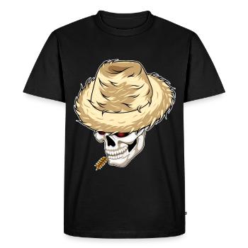 Ferme de blé Skull Farmer - T-shirt Premium bio Homme - noir - Devant - Nico (187cm)