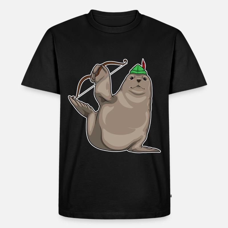 Seehund Bogenschütze Bogen - Männer Premium Bio T-Shirt - Schwarz